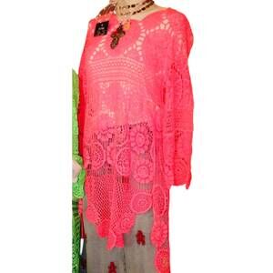NEW YOLLY women's cali crochet cover ups in neon pink